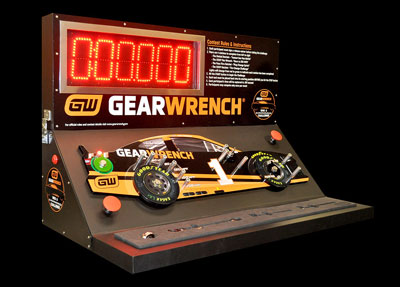 Each station of the Challenge Unit uses a GEARWRENCH tool to accomplish a simulated NASCAR race activity